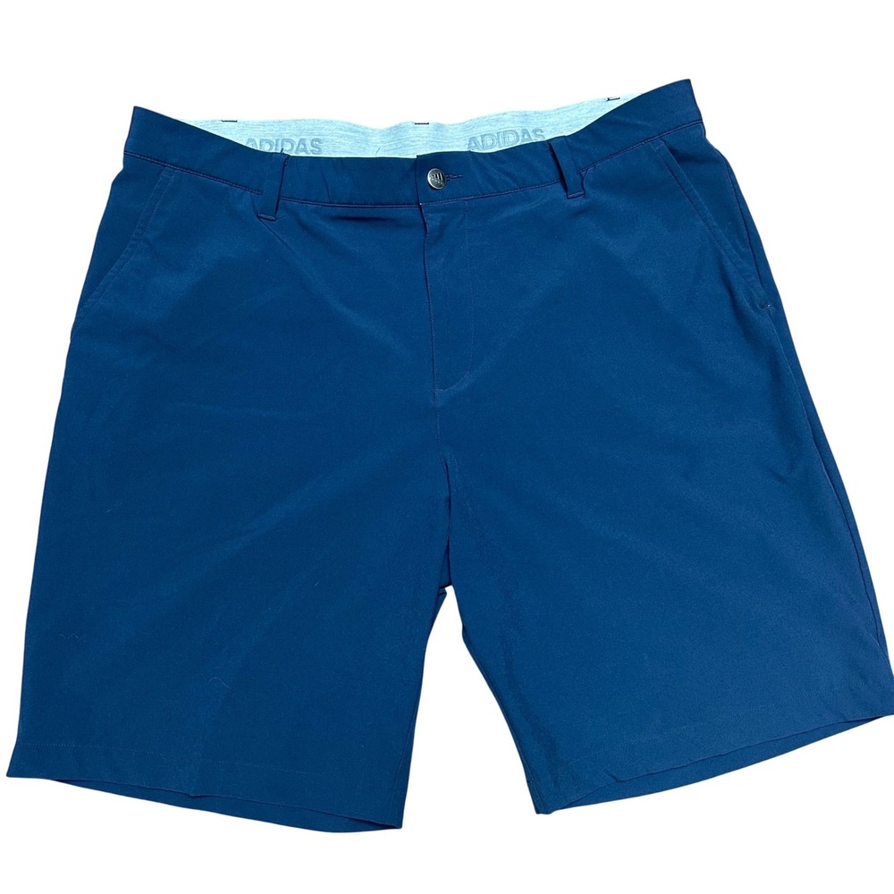 Adidas Golf Shorts Mens 38 Blue Performance Stretch Flat Front Casual Sportswear